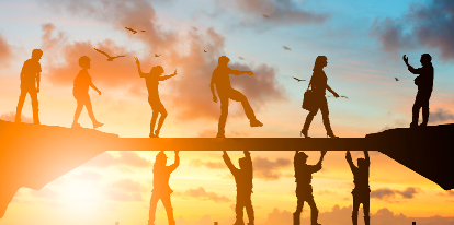 Silhouettes of people walking work-life balance coaching